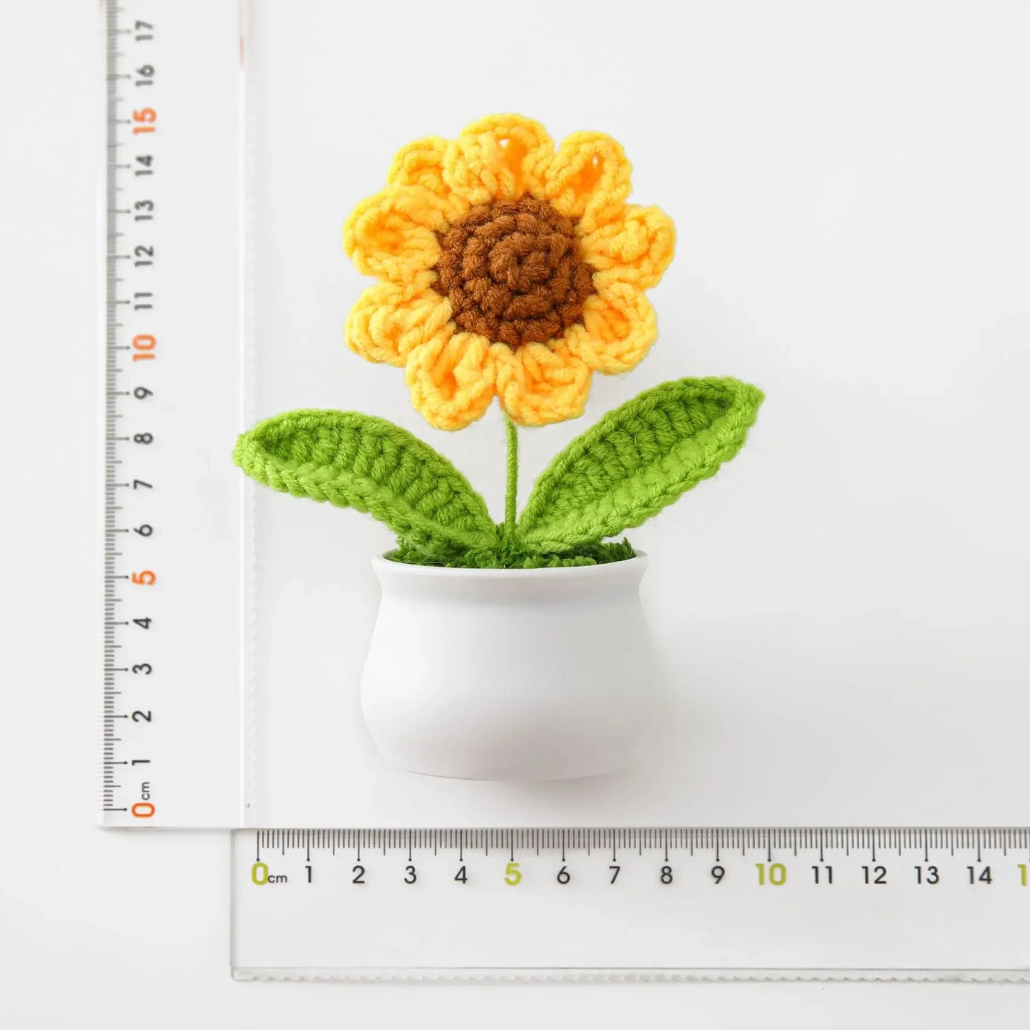 Hemasa Crochet Sunflowers Pot Creative Knitted Flowers Artificial Flower Hand Woven Finished Plant Car Desktop Decor Gift
