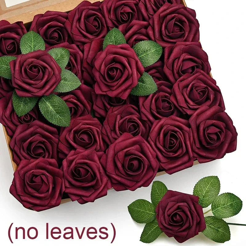 5-60pcs Artificial PE Foam Rose Flower Heads Bride Bouquet Flower for Home Wedding Party Table Decoration DIY Scrapbook Supplies