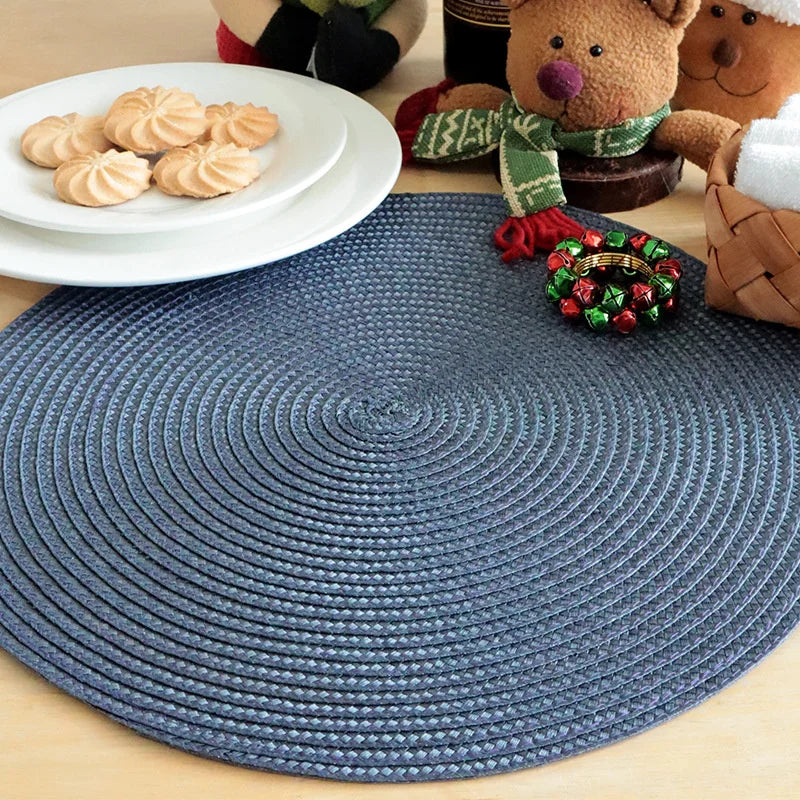 Hemasa Set of 6 Round Woven Non-slip Kitchen Placemat for Kitchen Dining Table European Style.