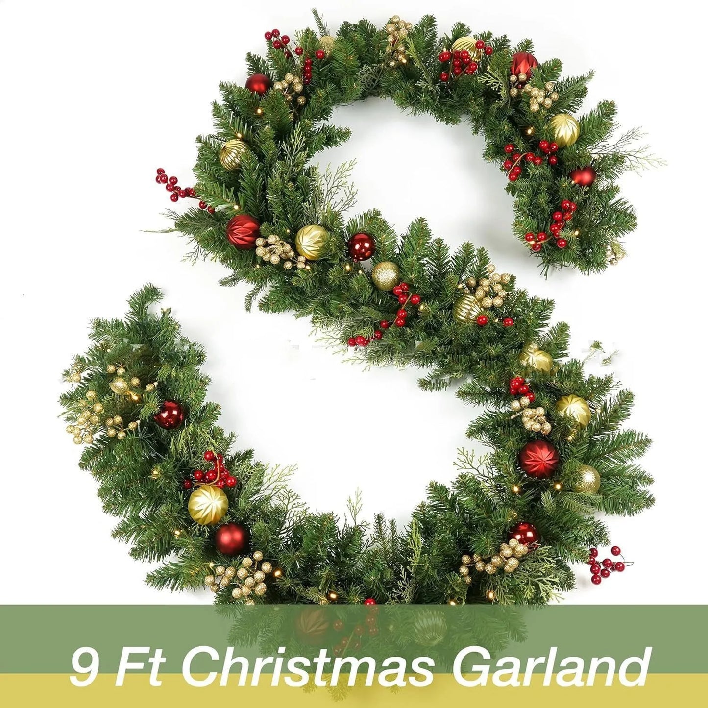Christmas Garlands With Red Berries Artificial Christmas Rattan Xmas Ball Home Tree Stairs Door New Year Christmas Decoration