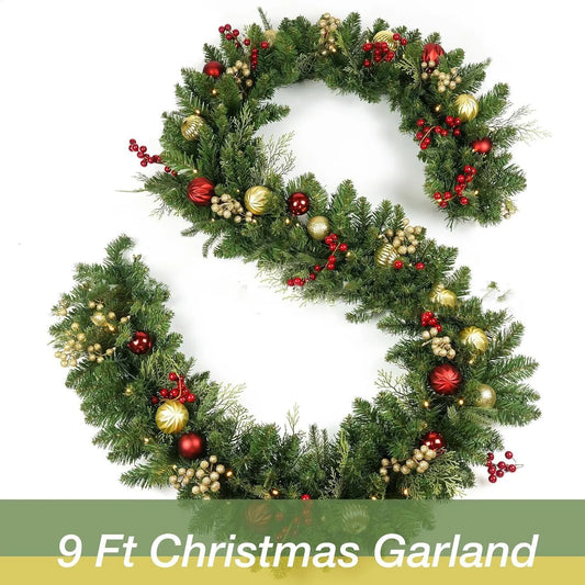 Christmas Garlands With Red Berries Artificial Christmas Rattan Xmas Ball Home Tree Stairs Door New Year Christmas Decoration