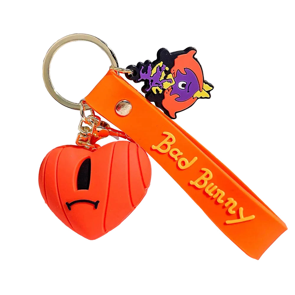 Tejesa Silicone Soft Rubber 3D Rabbit Bad Bunny Keychain/ Heart Pendant  Halloween Pumpkin Key Pendant