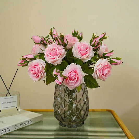 10Pcs High-end Moisturizing Rose Artificial Flowers Luxury Home Decoration Fake Roses Bridal Bouquet Wedding Party Decor Florals