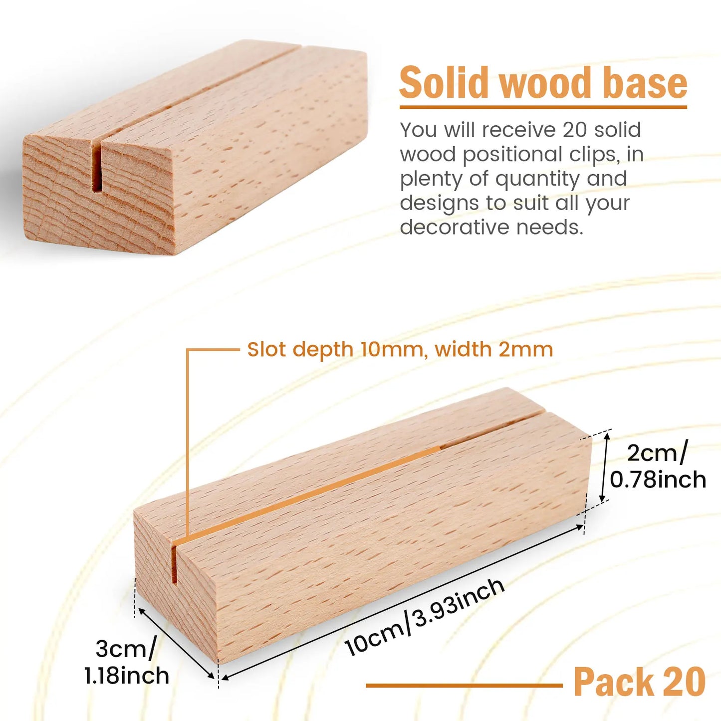 Tejesa 40/20pc Wood Base Dining Table Place Card Holder Table Number Stand Photo Clip Stands Menu Rack Photo Memo Number Name Clip Base