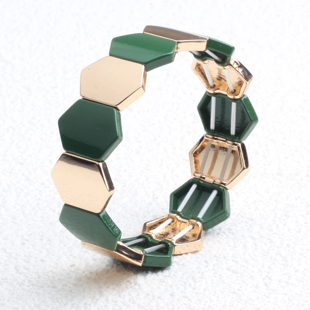 Big Stacked DIY Fashion Enamel Women's Bracelets Bohemian Color Bangle Jewelry Matching Stretch Ladies Bracelet