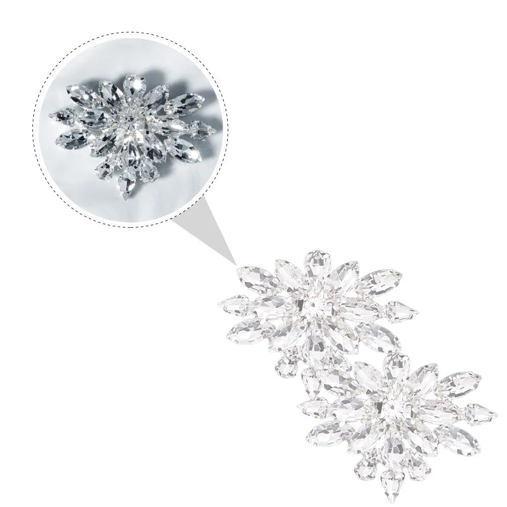 1Pair Luxury Crystal Rhinestone Shoe Buckles Adjustable Detachable Heel Decorations Wedding Prom Formal Shoes Embellishment