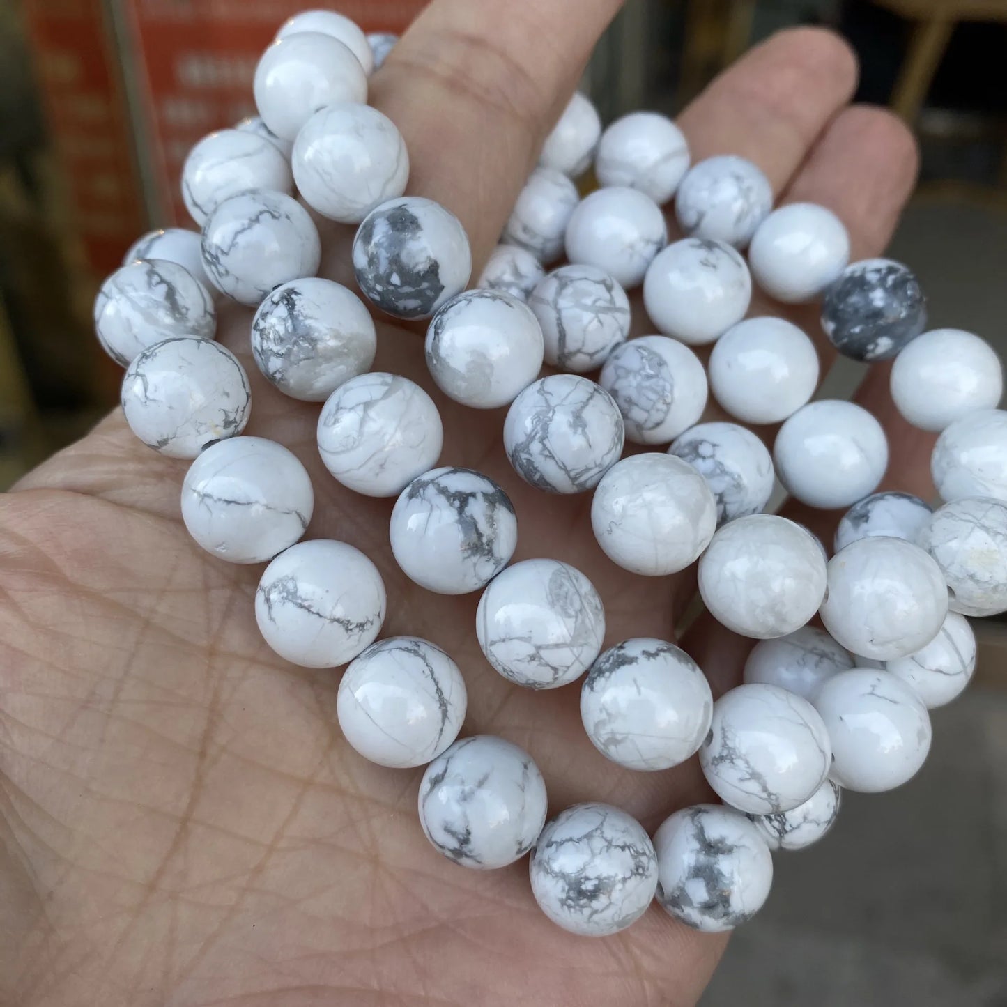 Hemasa Natural White Howlite Blue Turquoise Stone Beaded Bracelets Women