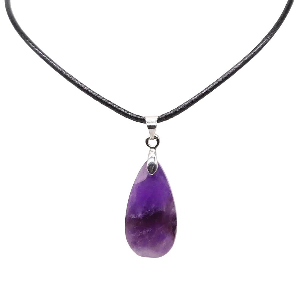 Hemasa 13*24mm Teardrop Shape Faceted Natural Stone Rope Chain Pendant Necklace  Jewelry Suitable for Enhance Fashion Woman Charm