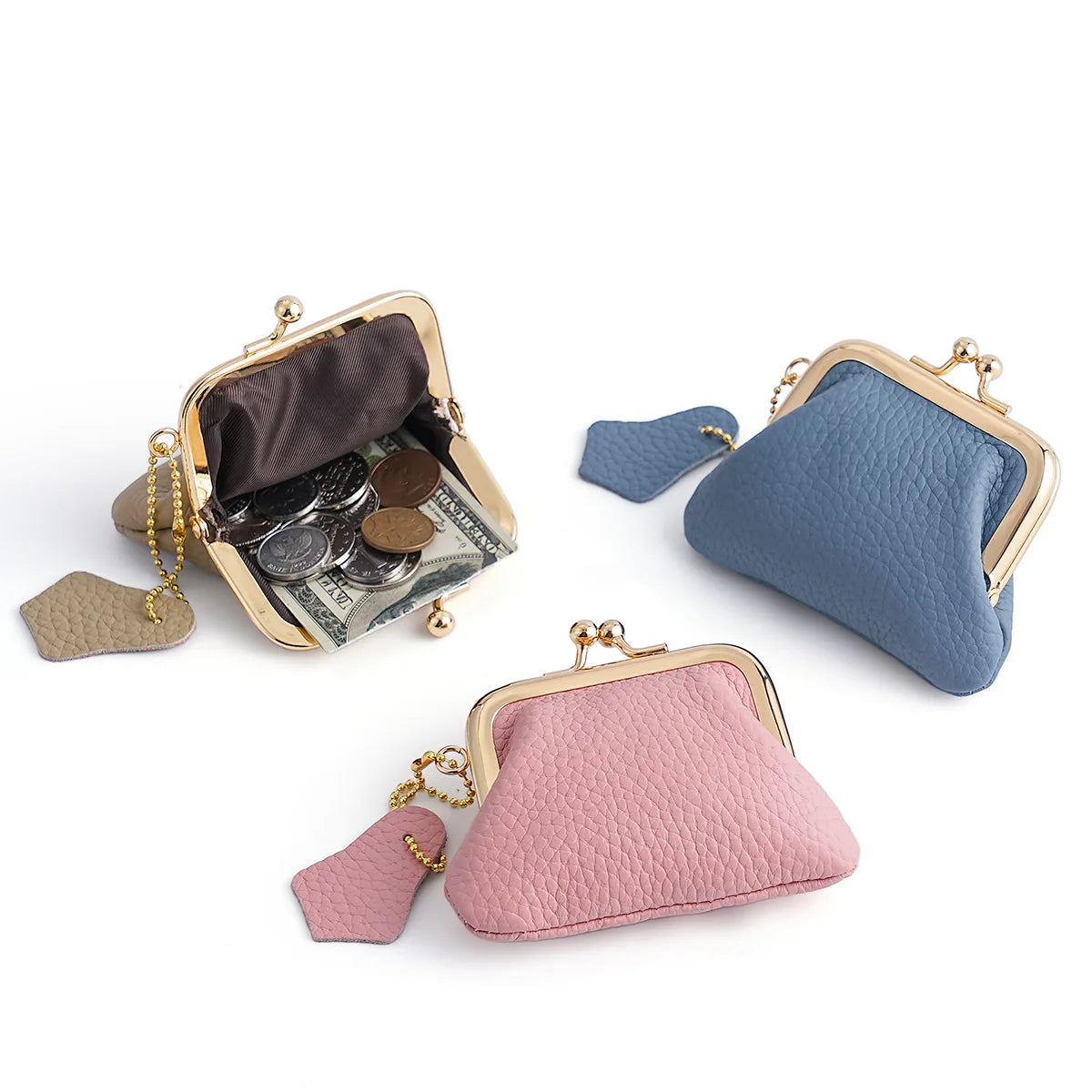 Tejesa  Multi-Color Genuine Leather Mini Coin Purse Compact Change Wallet Top Layer Cowhide Women Small Wallet
