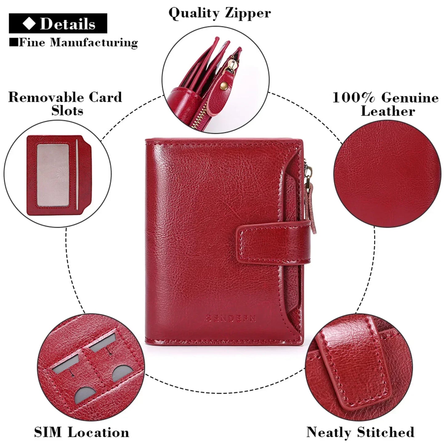 Hemasa Short Genuine Leather Wallets / Multi-functional Clutch Coin Card Holder