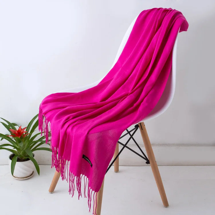Women's Pashmina Scarf Shawls Soft Cashmere feeling Headscarf Travel Office Winter  Warm Hijabs Solid Lady Wraps Female Bandana