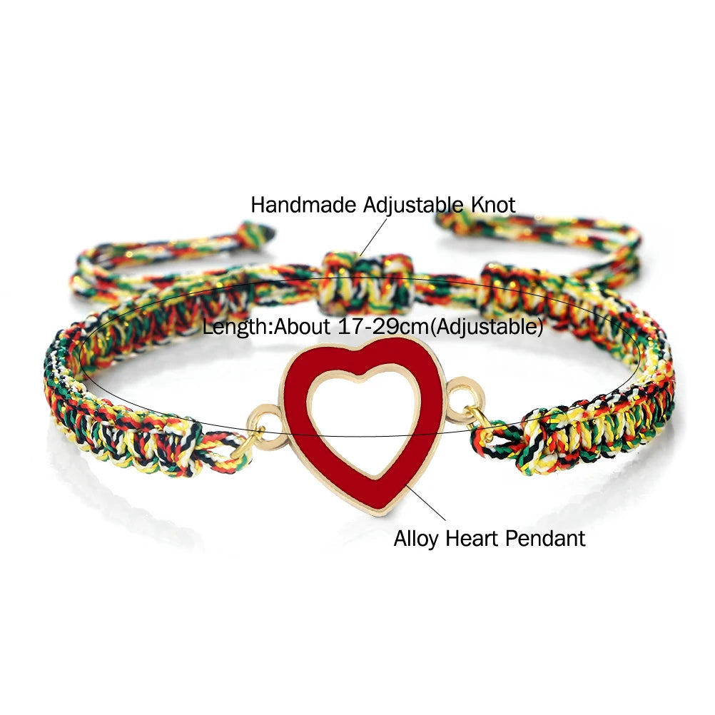 Romantic Love Heart Matching Couples Bracelet Men Women Hand Woven Red Black Rope Chain Bracelet Friendship Fashion Jewelry Gift
