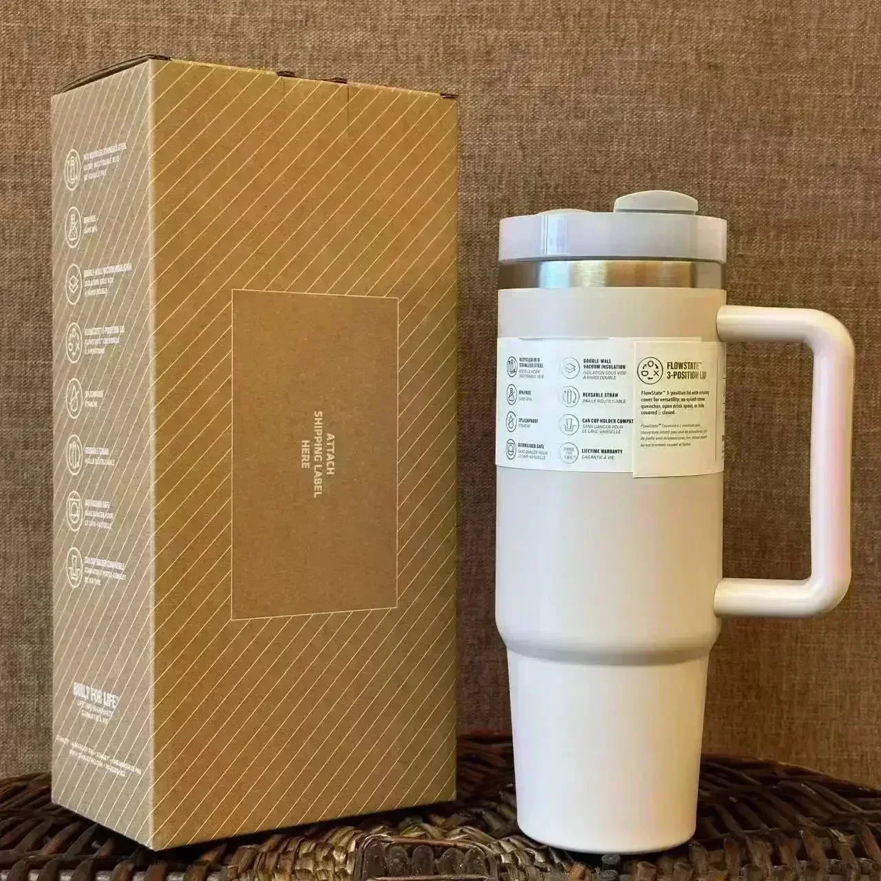 Hemasa 40oz Tumbler FlowState Straw Lid Stainless Steel Vacuum Insulated Car Mug /Double Wall Thermal Iced Travel Cup bottle
