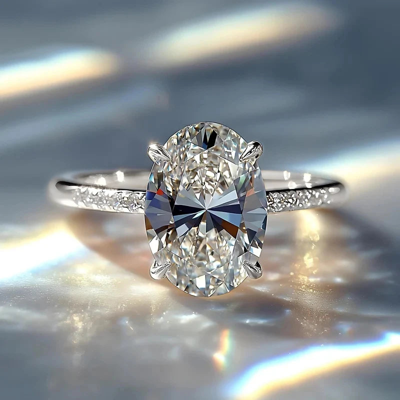 Huitan Classic Versatile Women Oval Shining CZ Ring Simple Style Lady Wedding Accessories Silver Color/Gold Color Party Jewelry