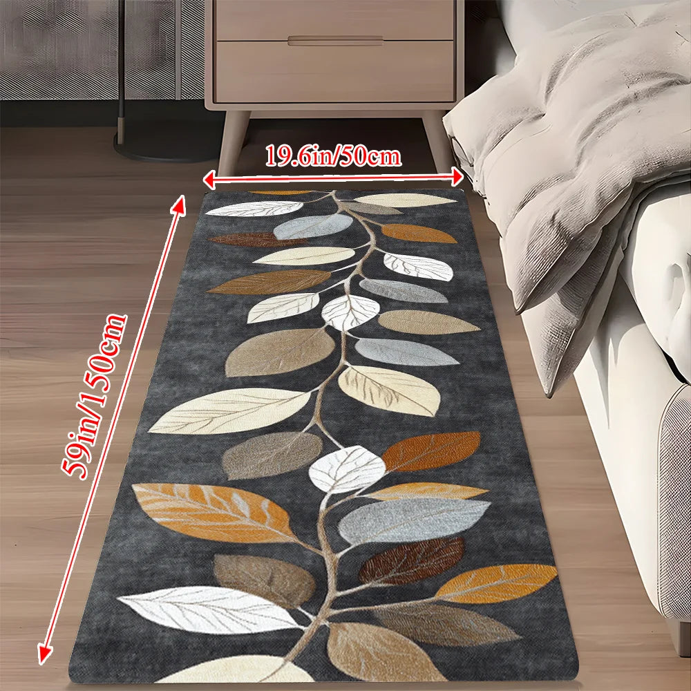 Tejesa  Leaf Pattern Grey Kitchen Rug Doormat /Welcome Mat /Runner Rug /Winter Rug For Bedroom Warm Carpet For Live Room