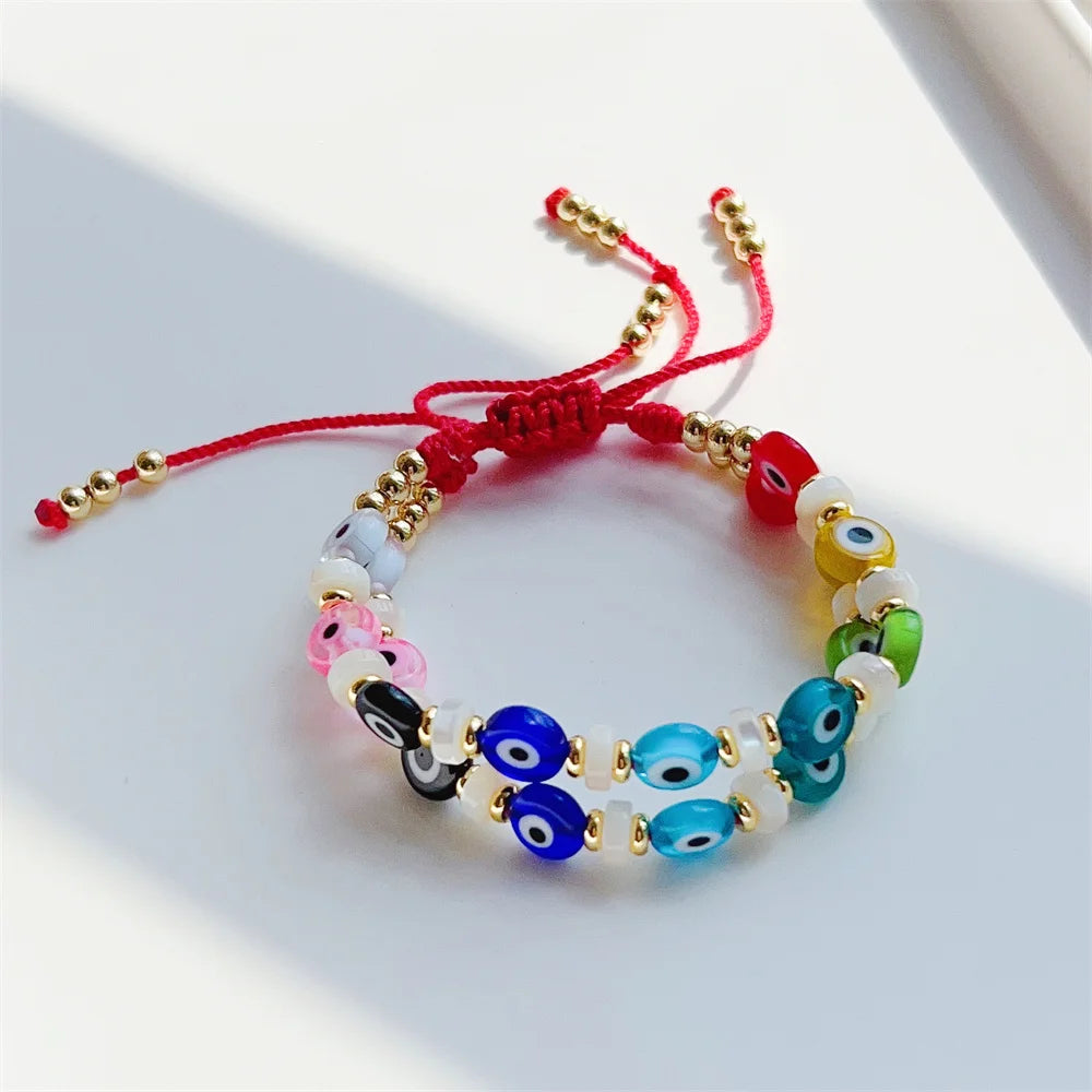 Go2Boho Lucky Turkish Eye Beaded Bracelets Y2K Accessories Handmade Jewelry for Women, Perfect Friend's Gift