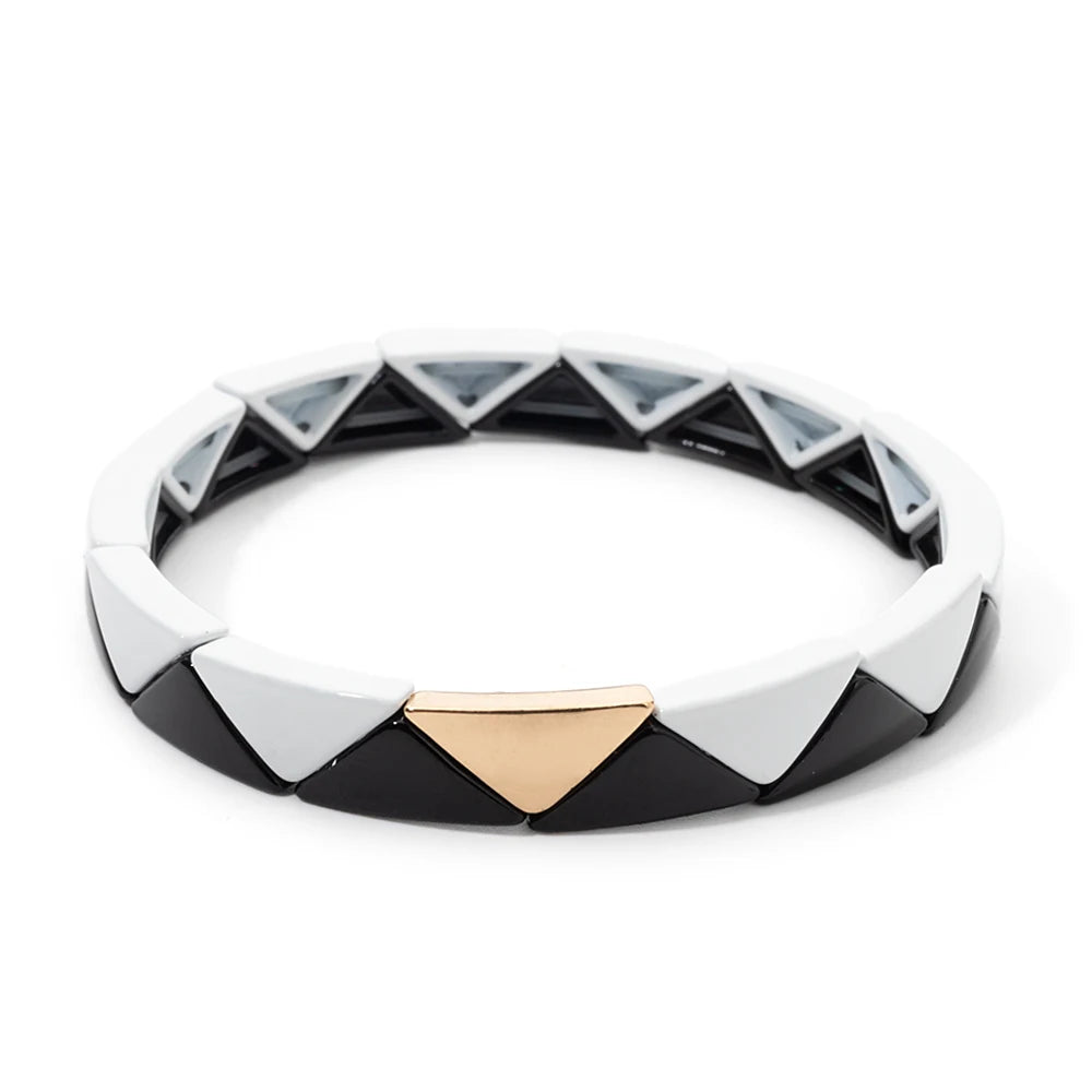 Tejesa 6.5x13mm Colorful  Triangle Enamel Elastic Beads Bracelets For Women/Girls