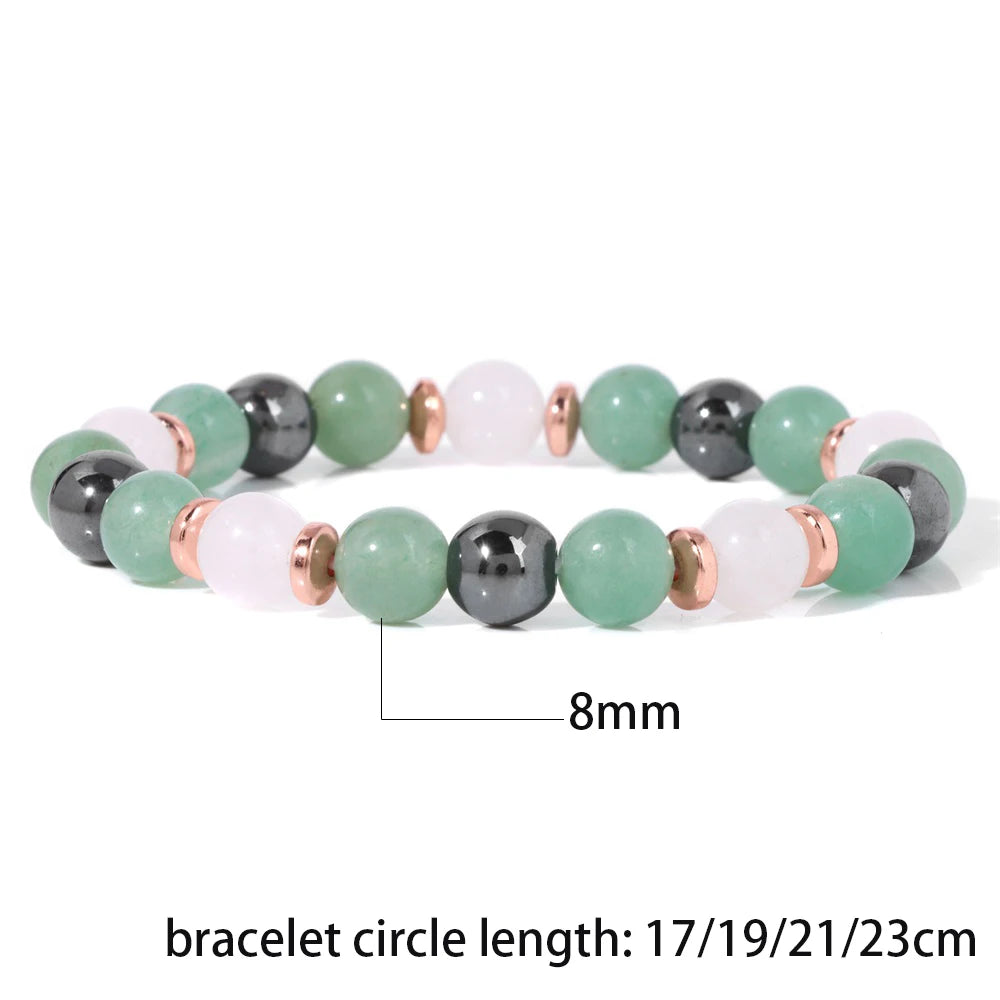 Hemasa Healing Reiki Natural Stone Bracelet Amethysts Hematite Beaded Bracelets For Women Men Chalcedony Lava Crystal Stretch Bracelet