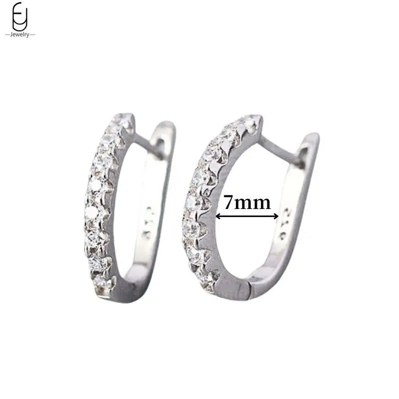 Hemasa 925 Sterling Silver Ear Buckles Fashion Hoop Earrings /White Crystal Luxury Women's Earrings Wedding Women's Jewelry Premium Gift