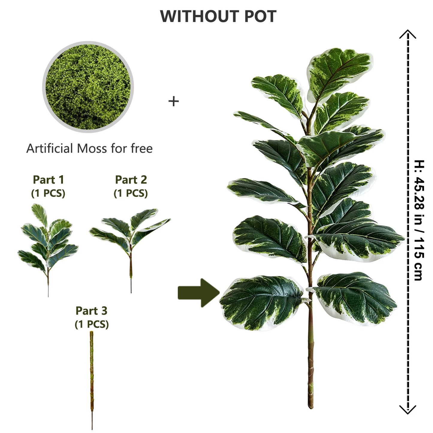 Tejesa 115-240CM New Artificial Fiddle Leaf ficus tree plant Ornament indoor Fake Plant for Home garden Room wedding Decor halloween