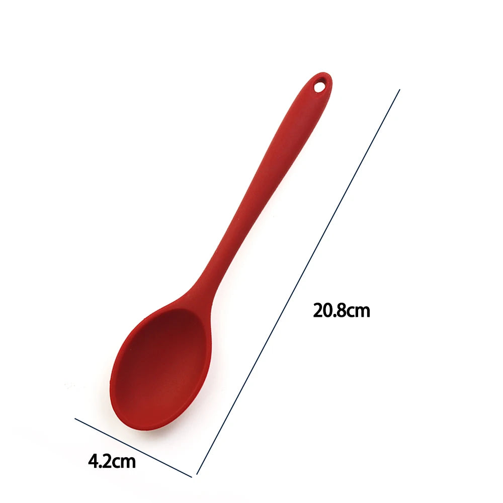 Hemasa  1Pc Soft Silicone Spoon Stirring  Long Handle Tableware Cooking Utensils Ladle Kitchen Accessories