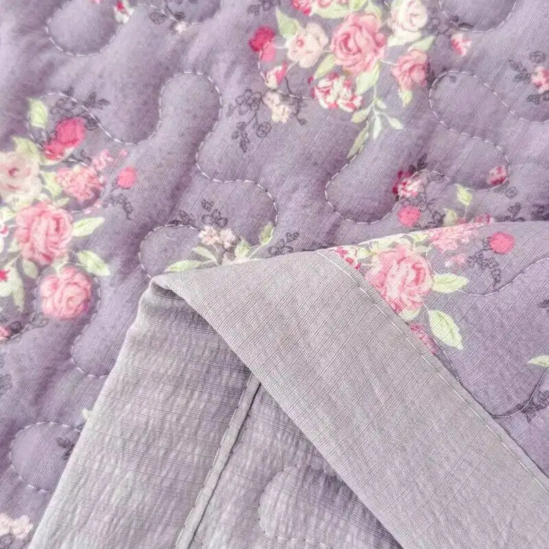 1Pc Purple Flower Bedspreads For Bed Thick Patchwork Blanket Single/Queen/King Floral Style Quilted Duvet Soft Bedspread