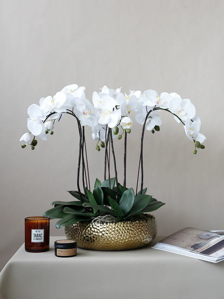 High-end phalaenopsis pot fake flower simulation flower living room large table decoration flower porch decoration