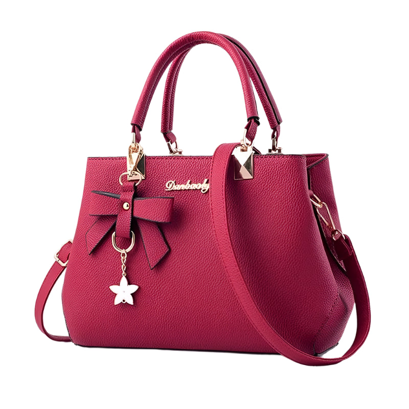 Hemasa  Women Messenger Bags with flower pendant Office Ladies Totes /Pure Leather Handbag for female Crossbody Shoulder