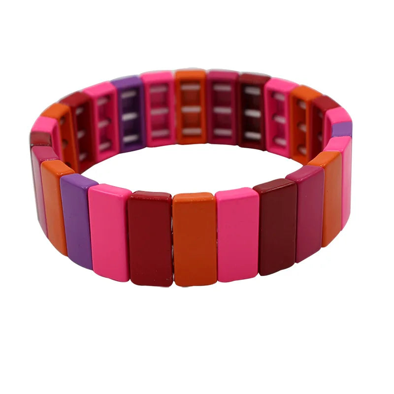 New Fashion Enamel Paint Ladies Bracelet Geometric Small Fresh Bracelet Ins Macaron Color Matching Net Red Bracelet DIY Jewelry