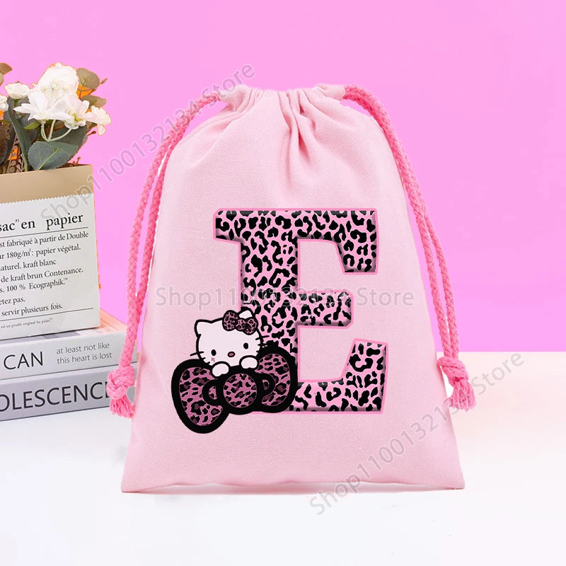 Sanrio Hello Kitty Drawstring Bagfor  Kids /Anime Letter Printed Bags Cookies Candy Storage Bag Wedding Jewelry Gift Bag