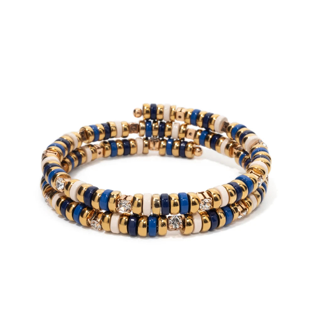 Tejesa 5X6mm  Enamel Colorful  Circle Tube Beads Bangle Bracelet  For Women