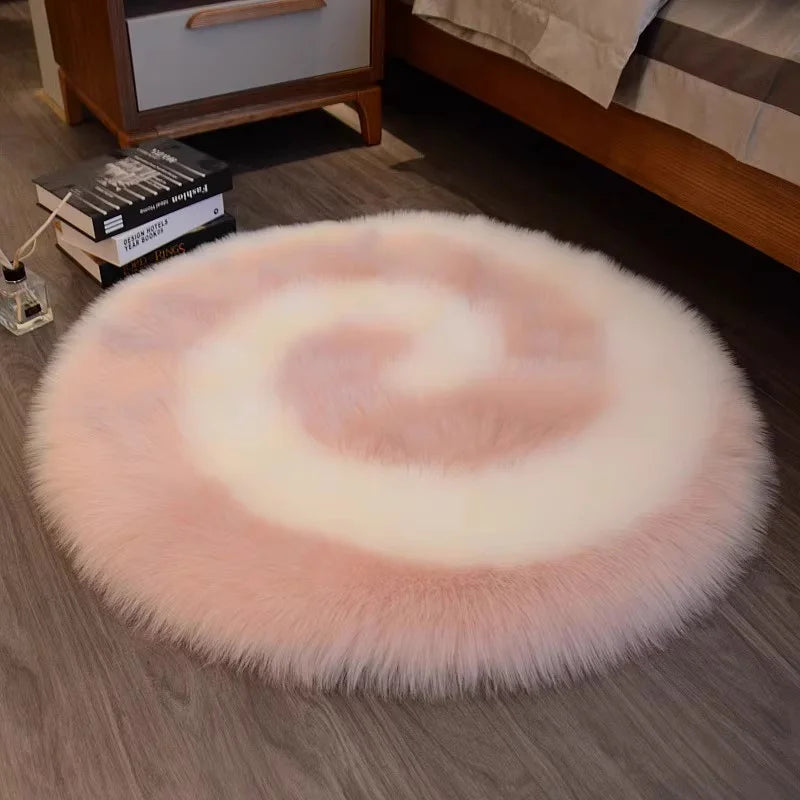 Hemasa Lollipop Style Long Plush Round Rugs, Carpet for Bedroom, Room, Home Decor, Sofa Floor Mat, Fluffy Bedside Area