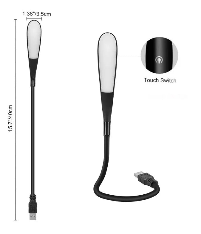 Hemasa Mini Portable Laptops USB LED Light Touch Sensor Dimmable Table Desk Lamp for Power Bank Camping PC Laptops Book Night Lighting