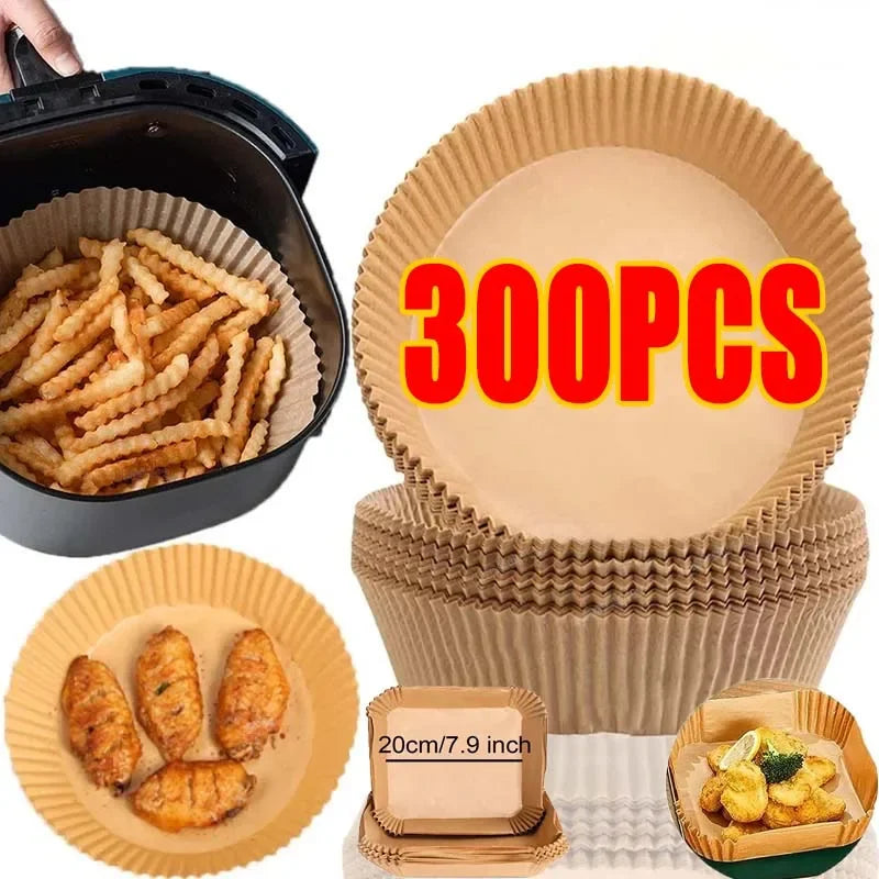Tejesa Air Fryer Disposable Baking Paper Liner Non-Stick Mat Steamer Square Round Parchment for Microwave Oven Kitchen Cookers (20CM-Square, 200PCS)