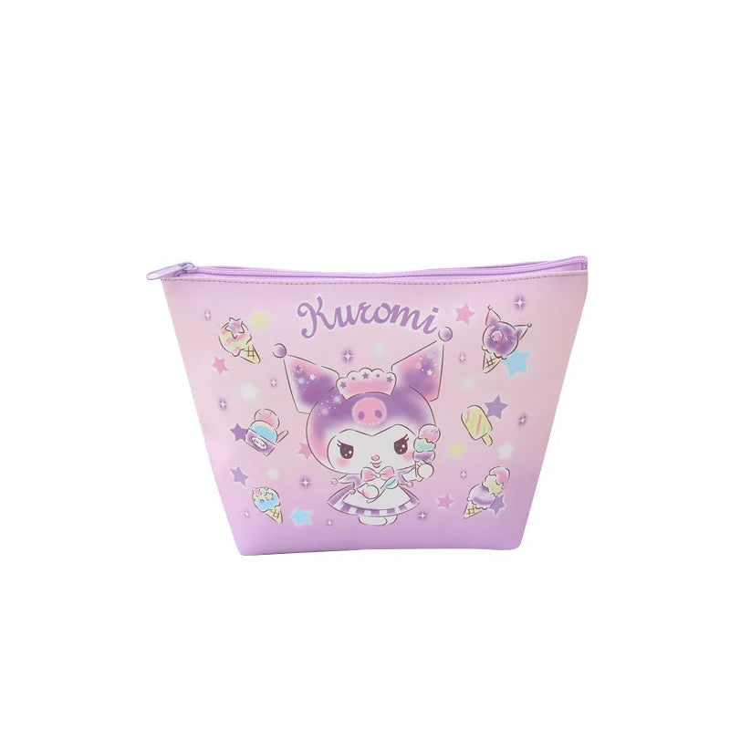Hemasa Hello Kitty Make Up Case  Leather Zipper Travel Storage Bag Cartoon Large Capacity Cosmetic Bag Makeup Organizer
