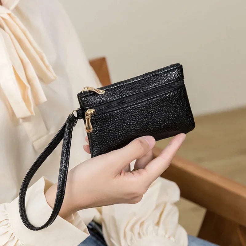 Hemasa Double Zipper Coin Purse Pu Leather Coin Pouch Id Credit Card Holder and Earphone Key Storage Bag Mini Purse Wallet Cute Purse