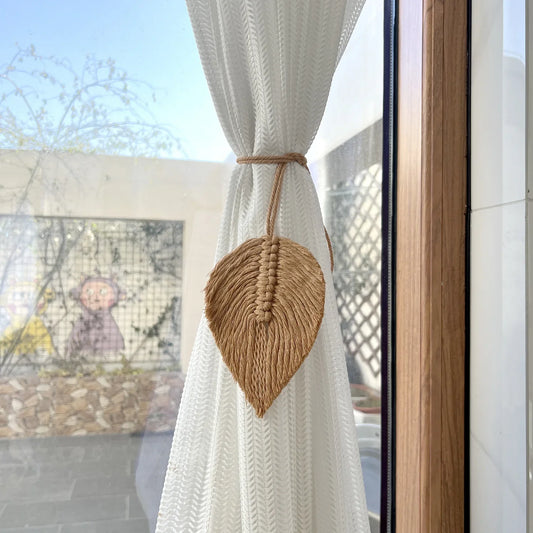 Leaf Tassels Curtain Tie Backs Hand-Woven Cotton Tassel Curtain Straps Tie Decorative Bedroom Living Room Accessories Boho Decor