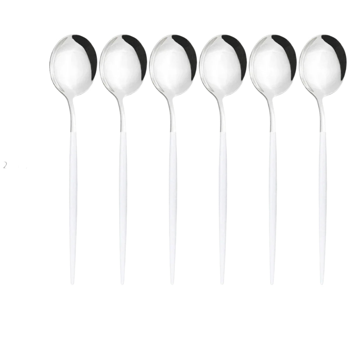 Hemasa 6Pcs  Western Stainless Steel Cutlery Set  Gold Ladle Spoon Dinnerware Dinner Spoon Soup Spoon Tableware Kitchen Silverware Set