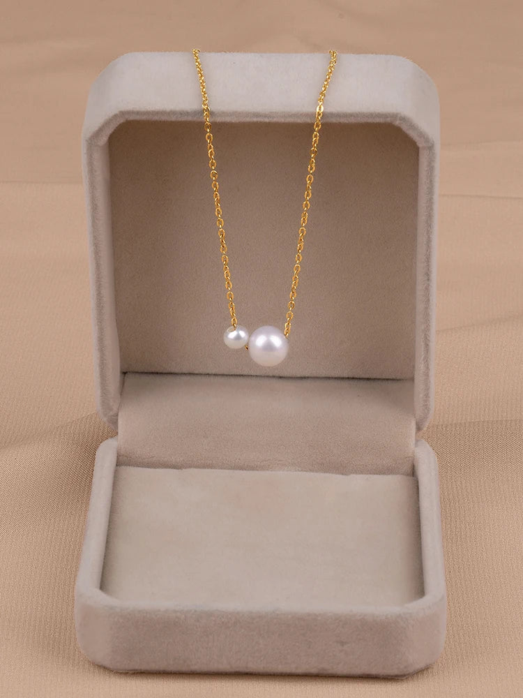 Hemasa 4-8mm round  freshwater Pearl 925sliver golden plated necklace for Women Girl's choker jewelry