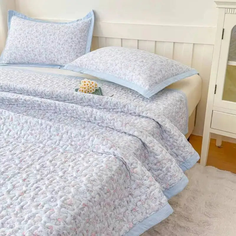 1Pc Purple Flower Bedspreads For Bed Thick Patchwork Blanket Single/Queen/King Floral Style Quilted Duvet Soft Bedspread