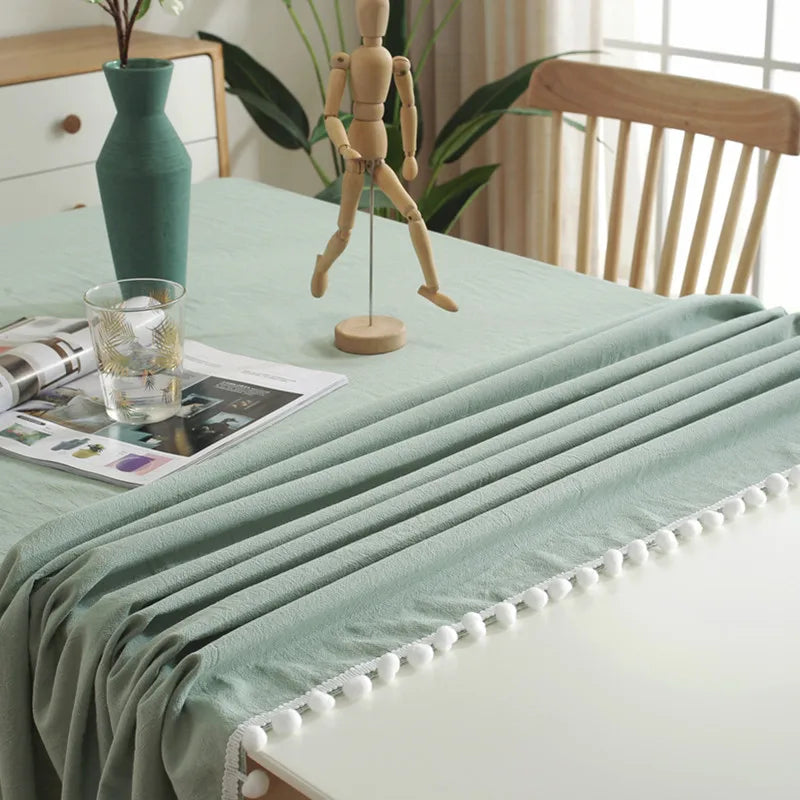 Cotton Fabric Tablecloth Tassels Stitching Washable Table Cloth for Wedding Party Dining Banquet Decoration Luxuriou Table Cover