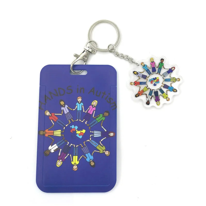 Autism Pattern Anime Lanyard Badge Holder ID Card Lanyards Mobile Phone Rope Key Lanyard Neck Straps Keychain Key Ring