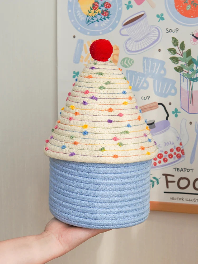 Tejesa Dopne Cotton Tead Woven Storage Basket Cute Living Room Sna Miscellaneous Goods Storage Box Bedroom Cosmetic Organizer...