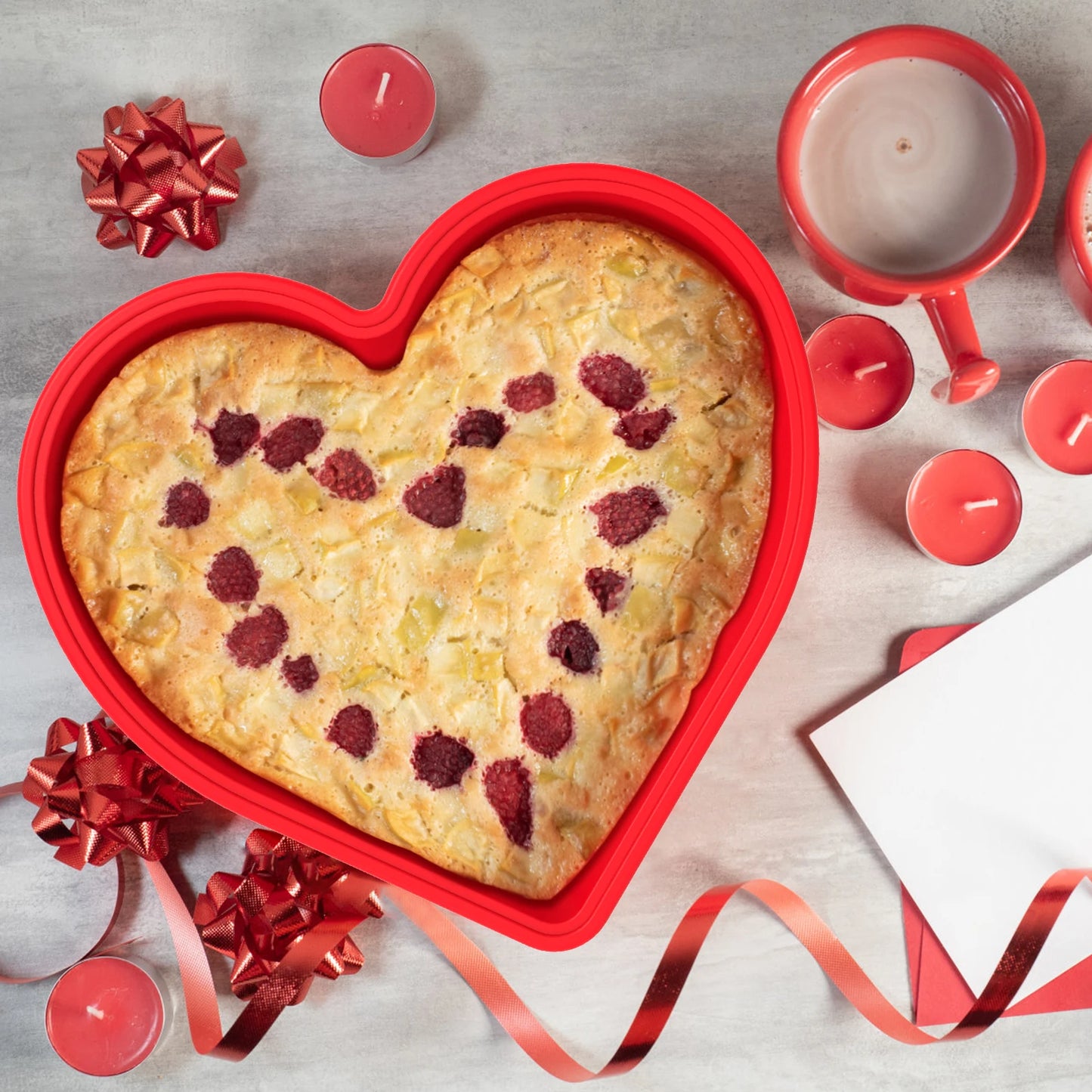 Tejesa 3Pcs Heart Shape Cake Pans 10 Inch Silicone Cake Molds BPA Free Cake Baking Tray Reusable Cake Baking Pans Nonstick Cheesecake