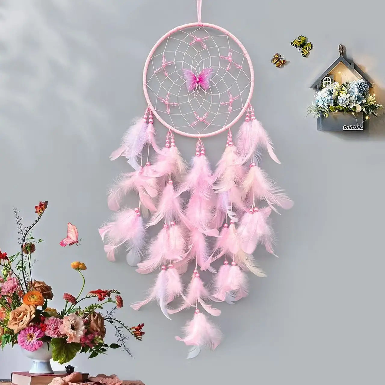 Tejesa Butterfly Feathers Dream Catcher /Wall Hangings Bedroom Decorations Handmade Ornnaments For Girls