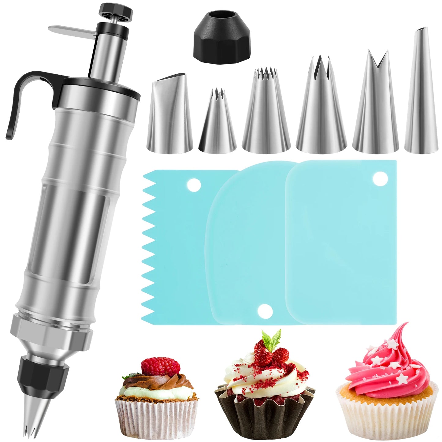 Tejesa Cake Decorating Piping Syringe DIY Cupcake Decorating Nozzle Frosting Making for DessertDessert Cookies Cream Filling Injector