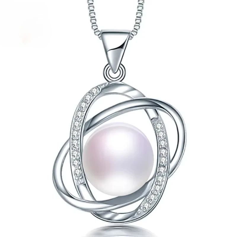 YWYC 10-11mm Freshwater Cultured Pearl Pendant Necklace 925 Sterling Silver Star Cross Pendant for Women Lover Jewelry Gift