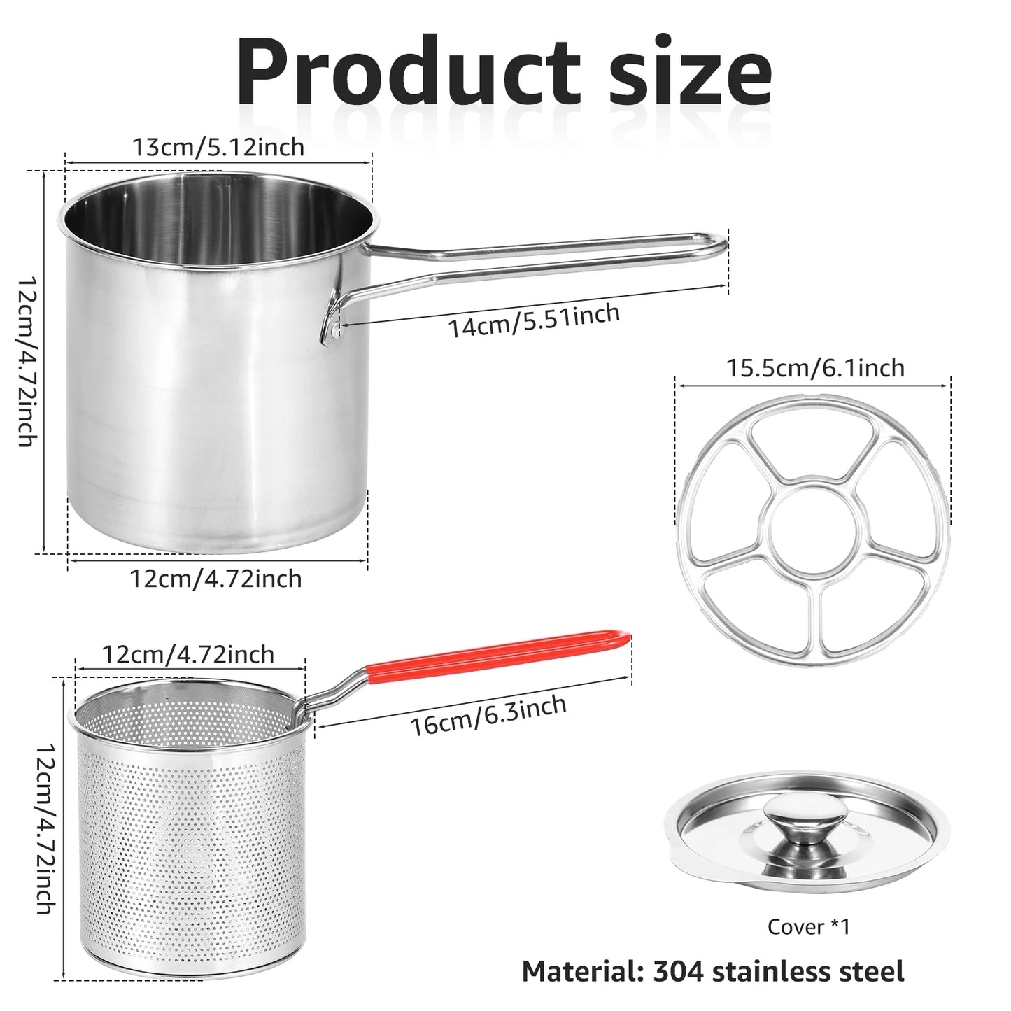 Deep Fryer Pot 304 Stainless Steel Fry Pot with Basket and Lid Food Grade Deep Fryer Multifunctional Deep Frying Pot for Frying