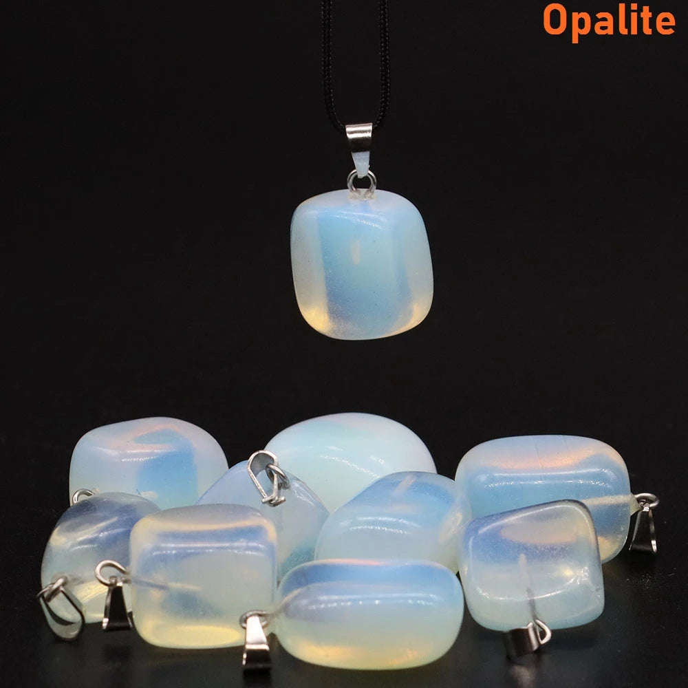 Natural Healing Irregular Tumble Stone Necklace Reiki Mineral Rose Quartz Tiger Eye Pendants for Women Men Jewelry Making Gifts