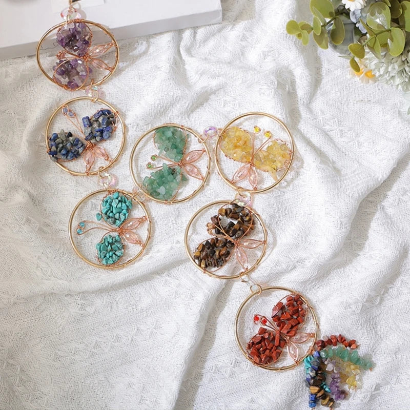 Crystal Butterfly Suncatchers, Home Natural Gemstones Hanging Ornament